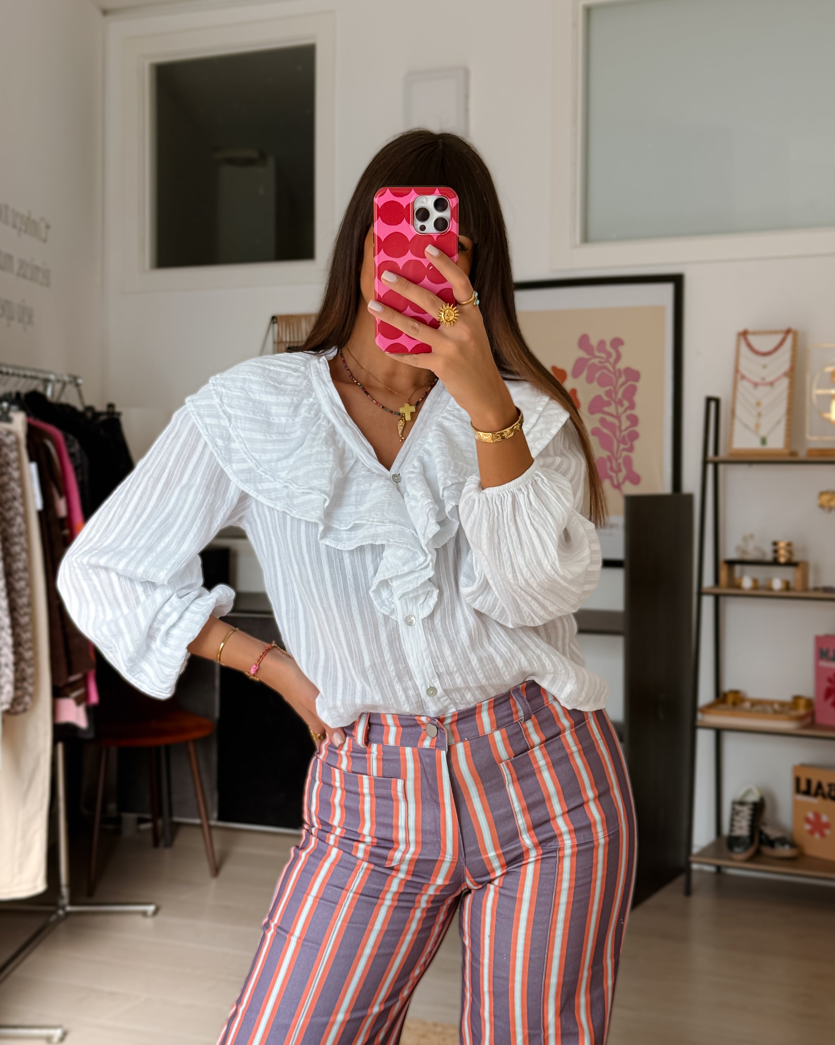 Catalina Ruffle Blouse - White