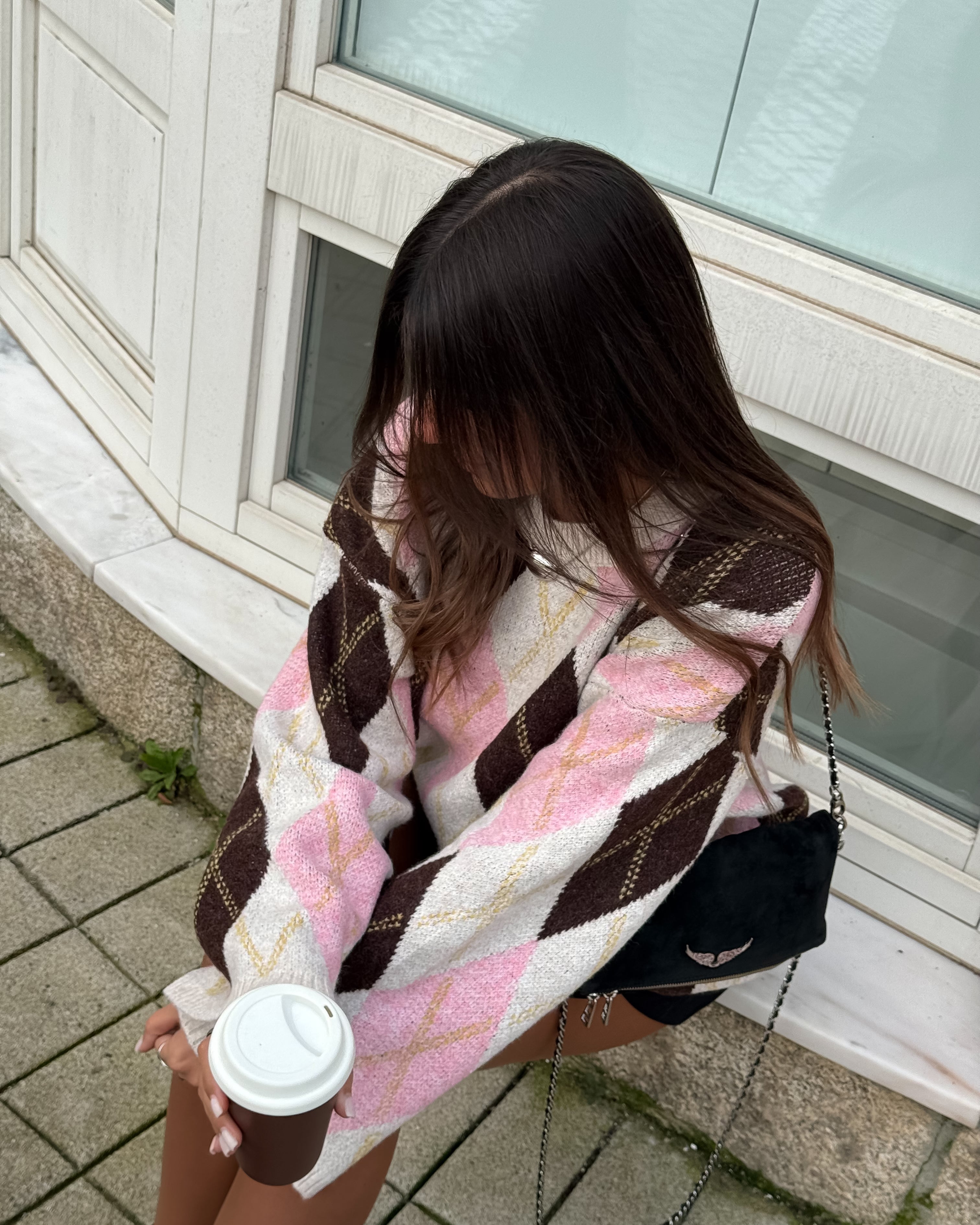 Blush Argyle Knit