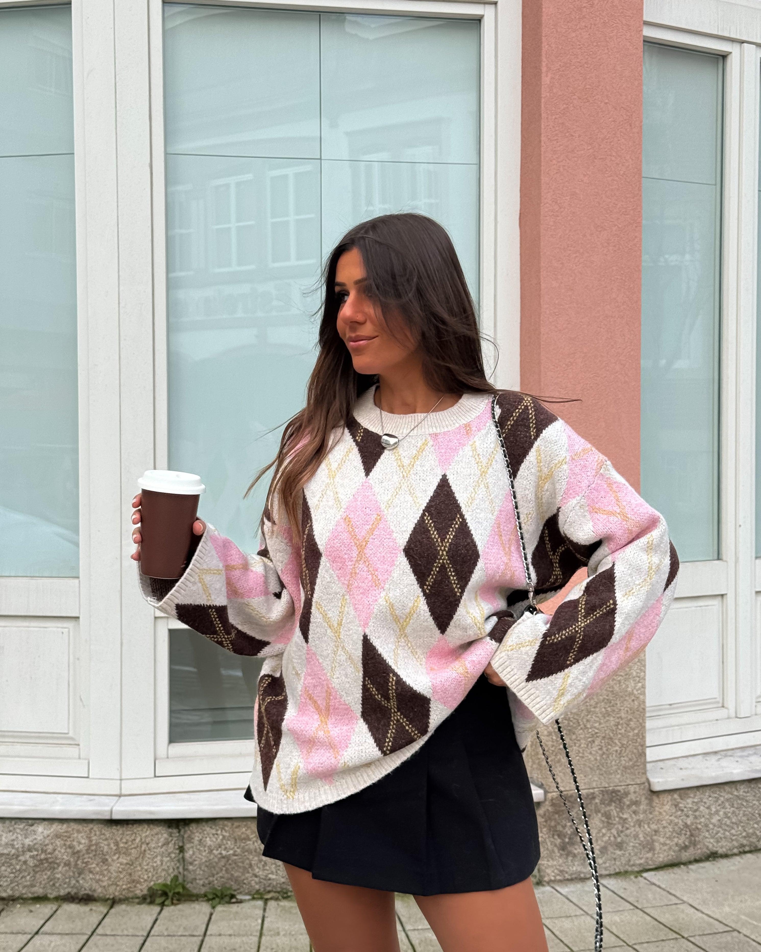 Blush Argyle Knit