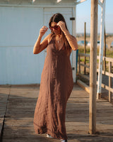 VESTIDO 100% LINHO  - BROWN