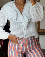 Catalina Ruffle Blouse - White