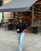 Black Fringe Stud Knit