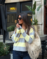 YELLOW & GREY STRIPED POLO KNIT