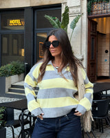 YELLOW & GREY STRIPED POLO KNIT