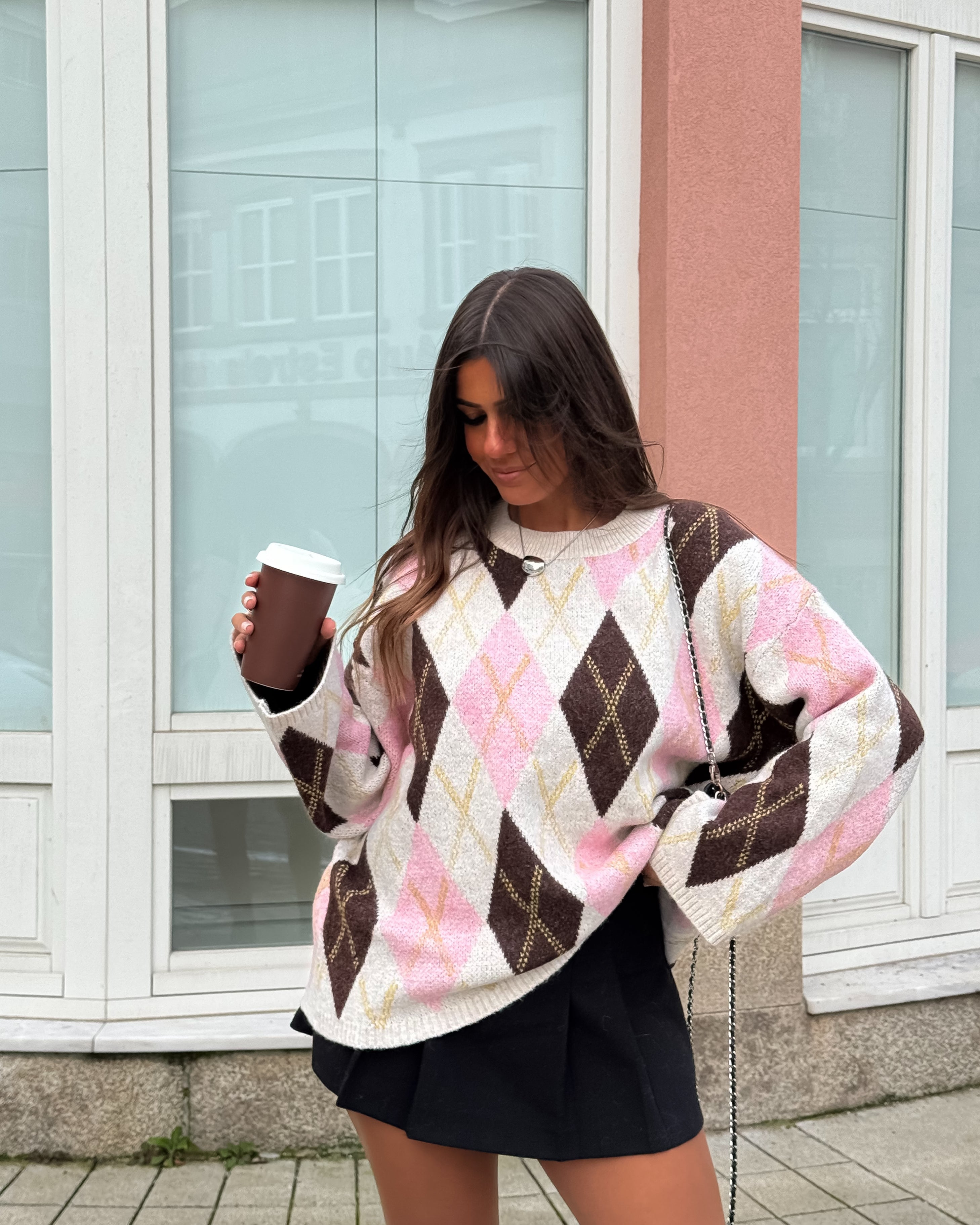 Blush Argyle Knit
