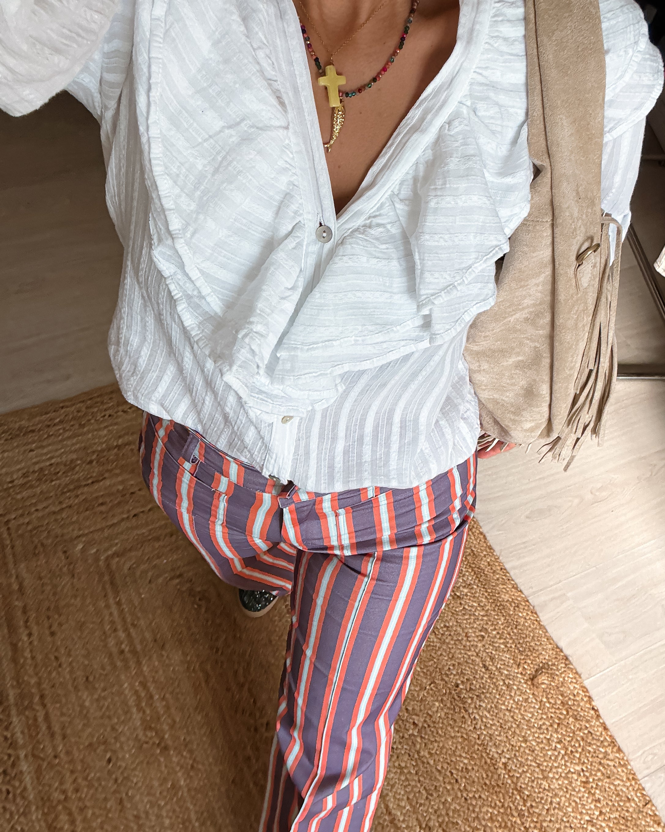 Catalina Ruffle Blouse - White