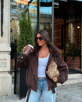 Brown Suede Fur-Lined Jacket