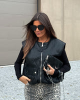 Faux Leather Black Vest