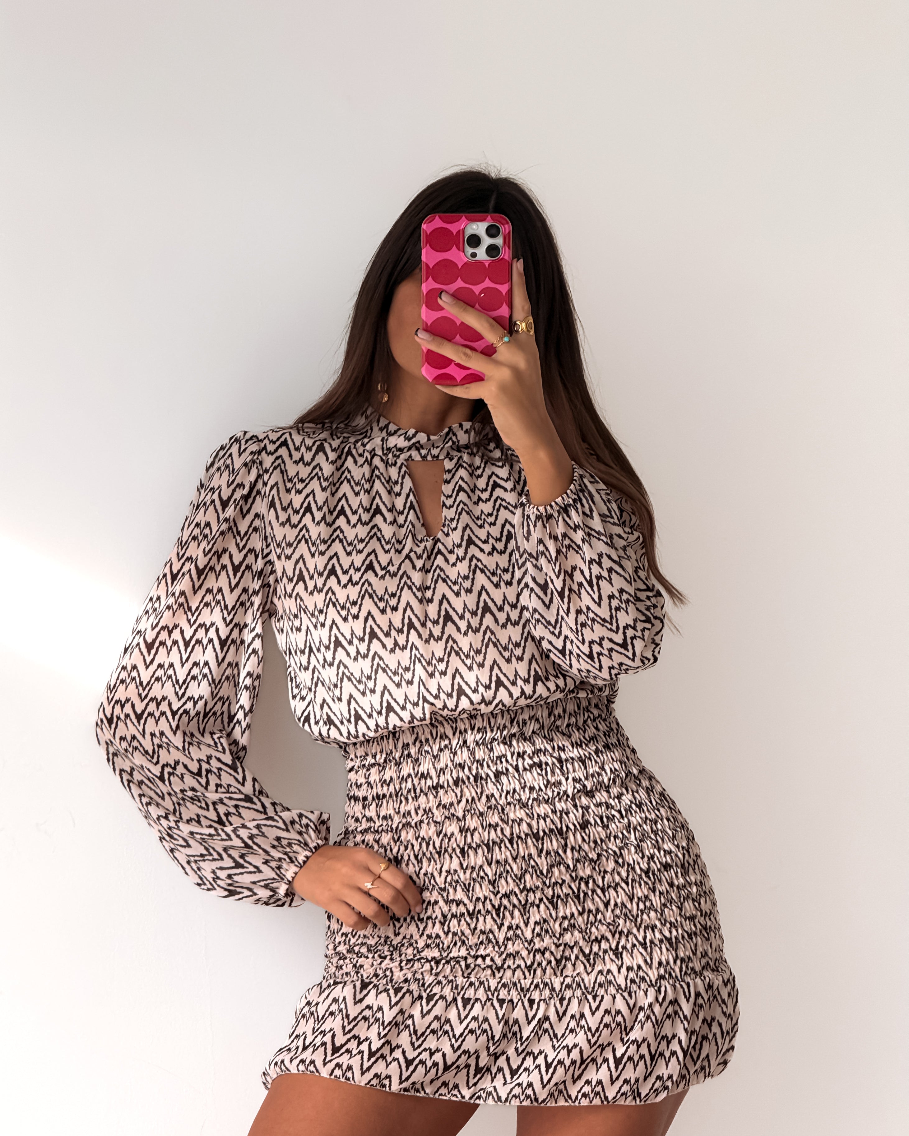 BENEDITA DRESS - OFF-WHITE & BLACK