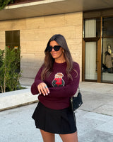 TEDDY WOOL BLEND SWEATER - BORDEAUX