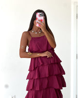 CAMILA DRESS  - BURGUNDY