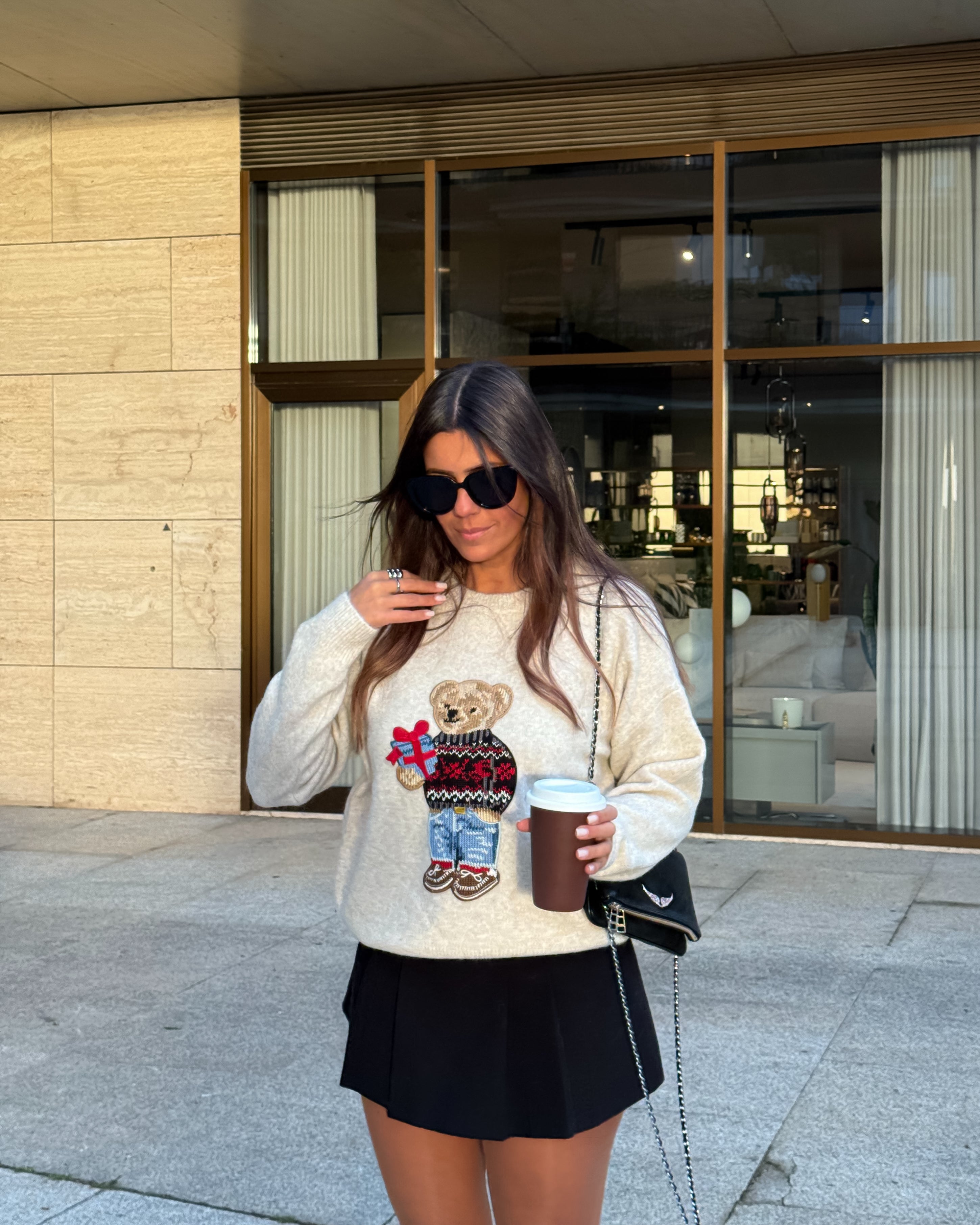 SUÉTER DE MEZCLA DE LANA TEDDY - AZUL MARINO