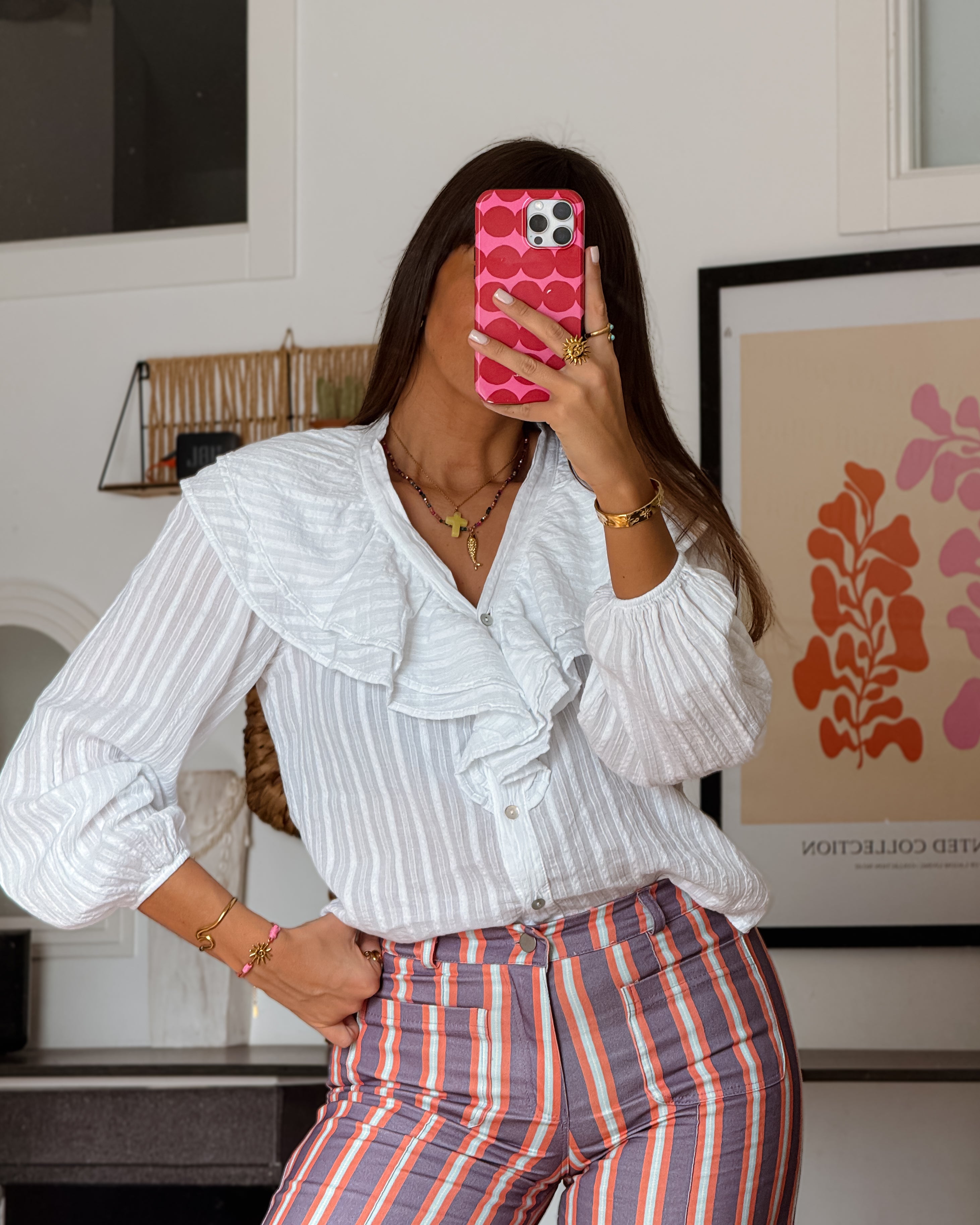 Catalina Ruffle Blouse - White