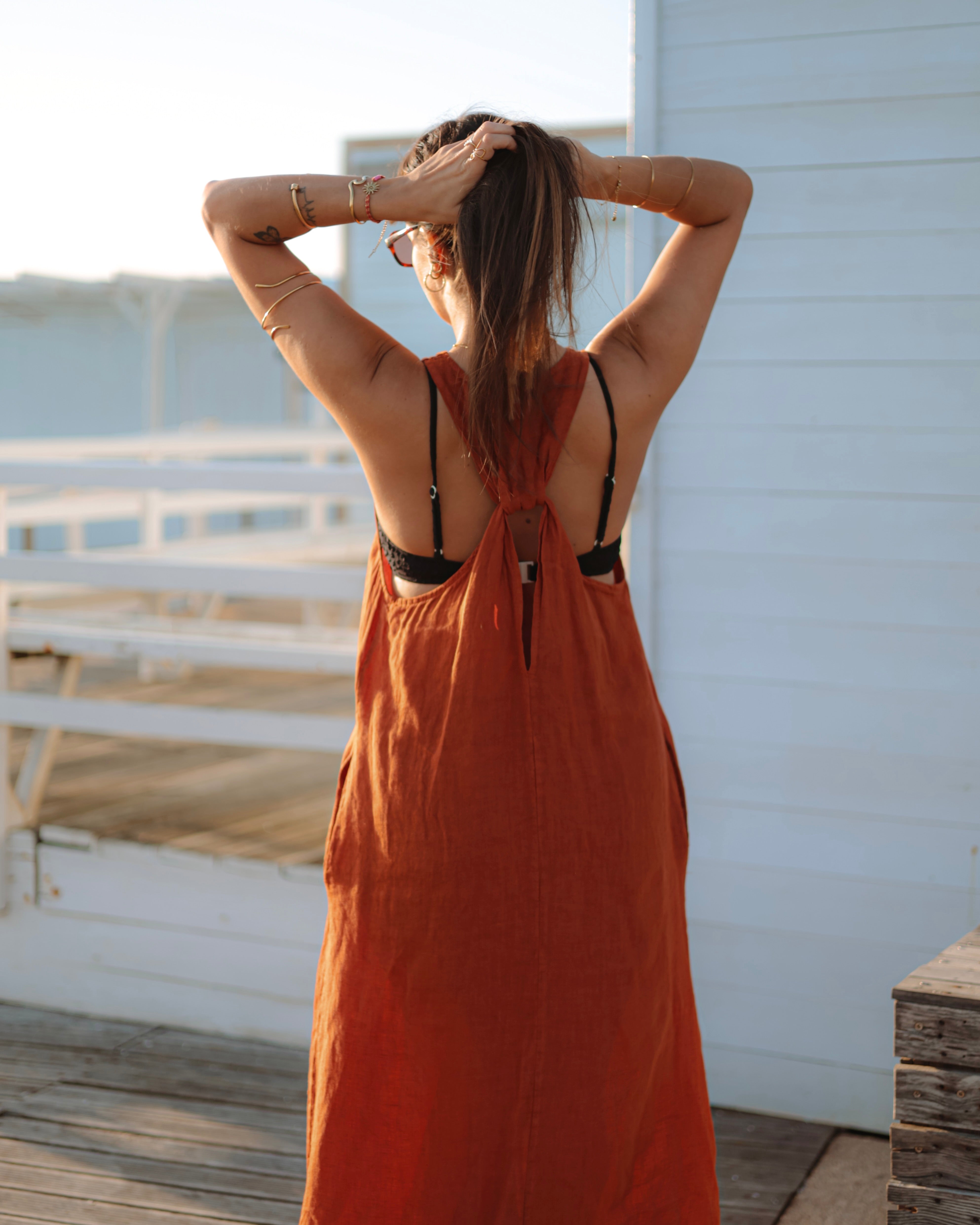 VESTIDO 100% LINHO  - TERRACOTTA
