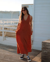 VESTIDO 100% LINHO  - TERRACOTTA