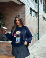 TEDDY WOOL BLEND SWEATER - NAVY