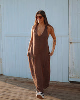 VESTIDO 100% LINHO  - BROWN
