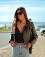 MORGANA FAUX LEATHER JACKET - BLACK