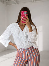 Catalina Ruffle Blouse - White