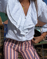 Catalina Ruffle Blouse - White