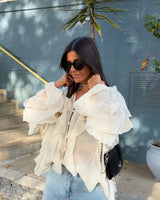 LENORE RUFFLE BLOUSE - IVORY