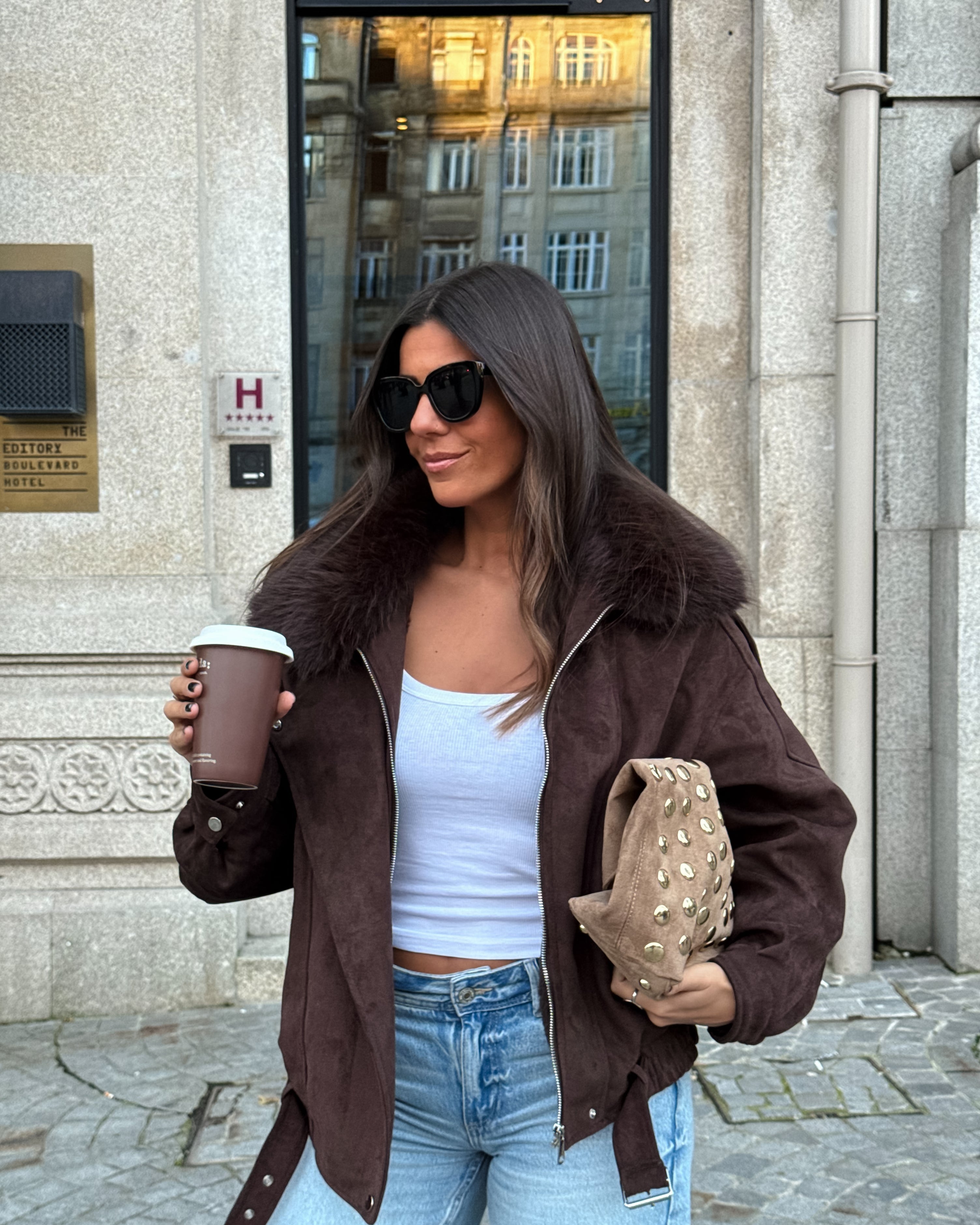 Brown Suede Fur-Lined Jacket