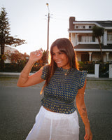 TOP CHARLOTTE - BLUE & GREEN