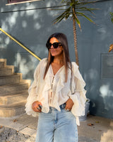 LENORE RUFFLE BLOUSE - IVORY
