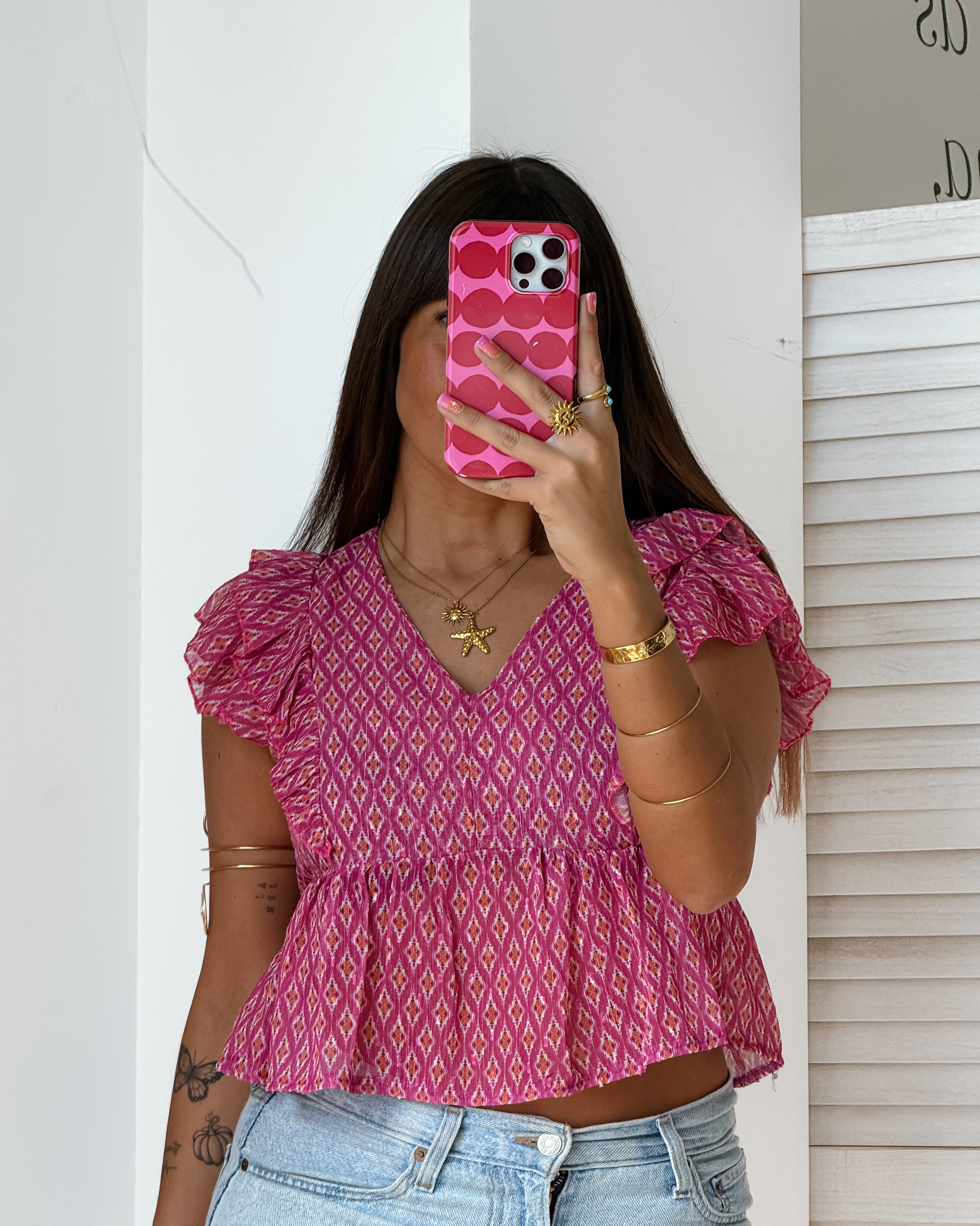 Carolina Blouse - Pink & Orange