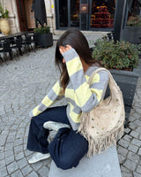 YELLOW & GREY STRIPED POLO KNIT