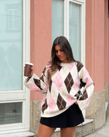 Blush Argyle Knit