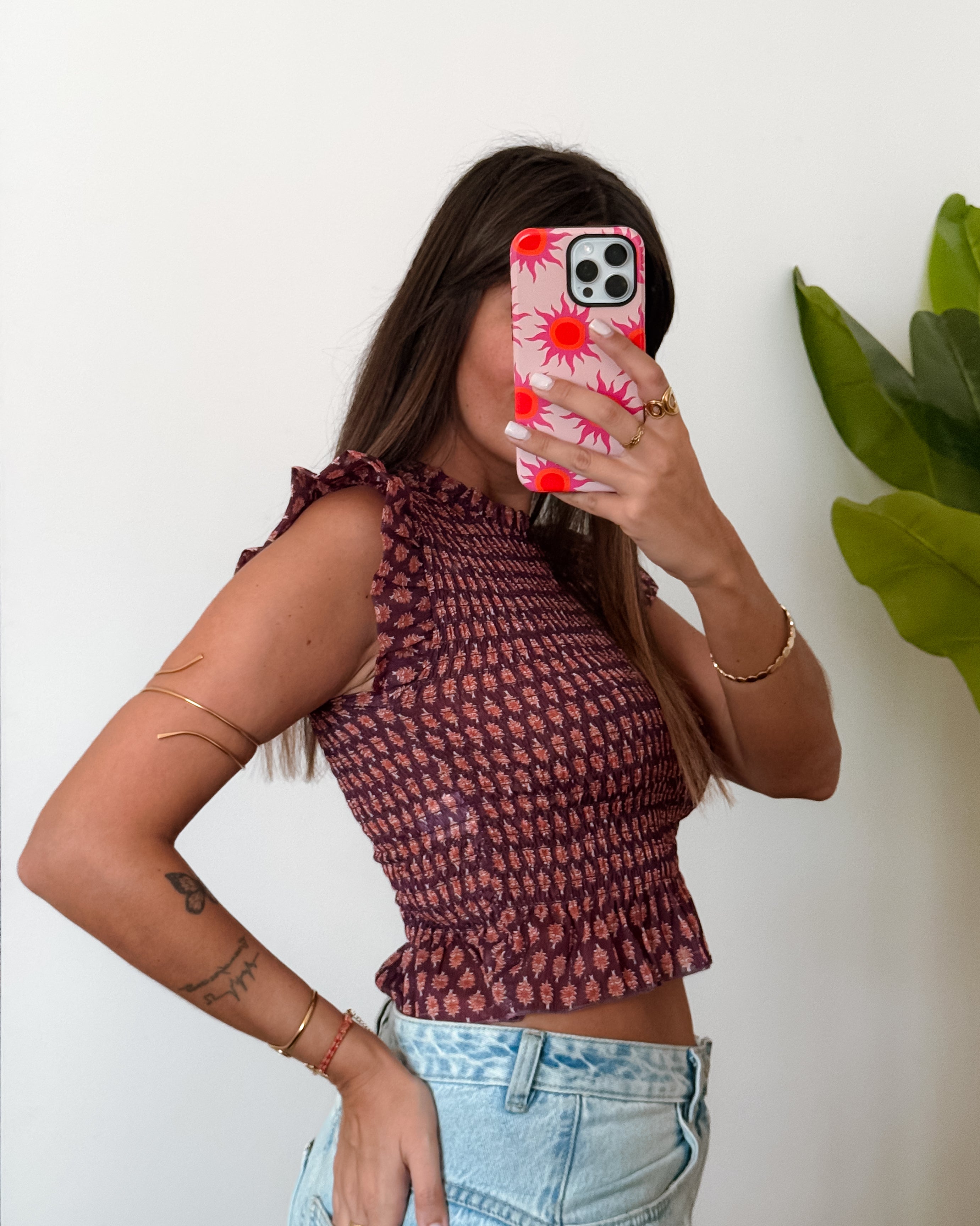 TOP CHARLOTTE - BURGUNDY & ORANGE