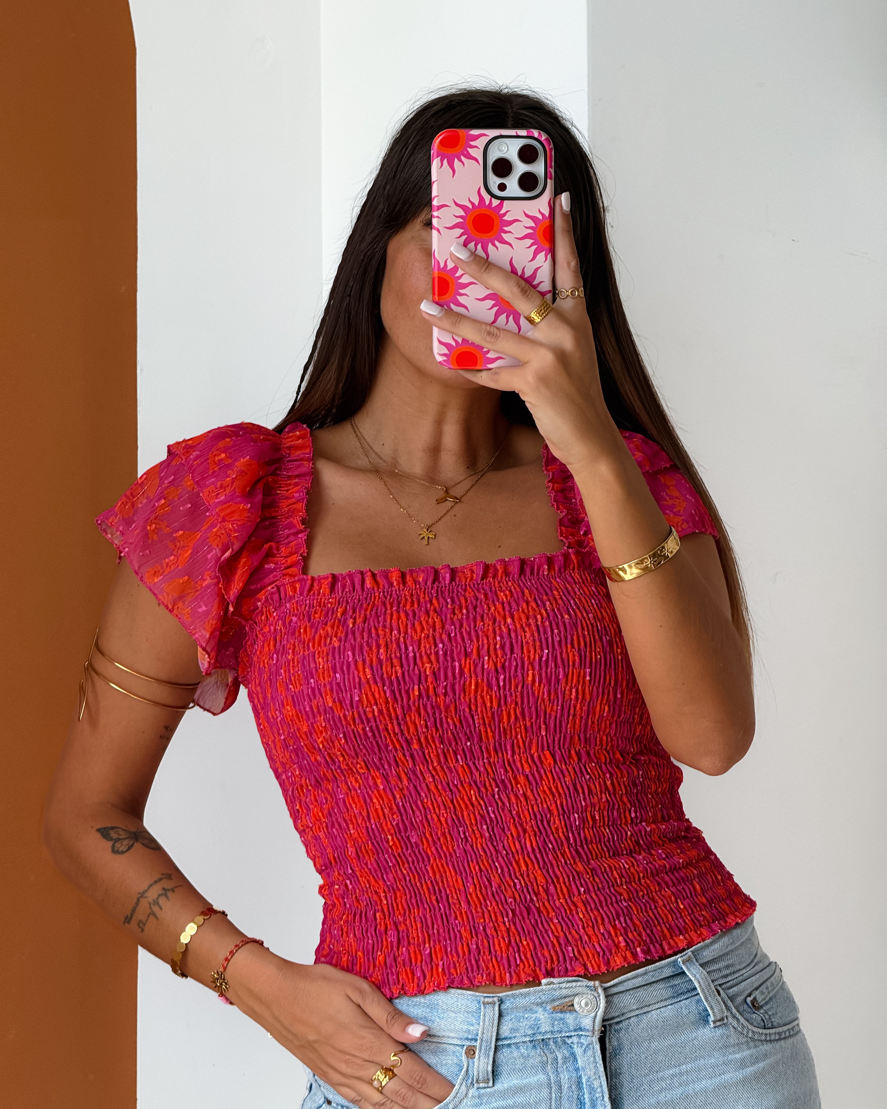 Top Wendy - Hot Pink & Orange