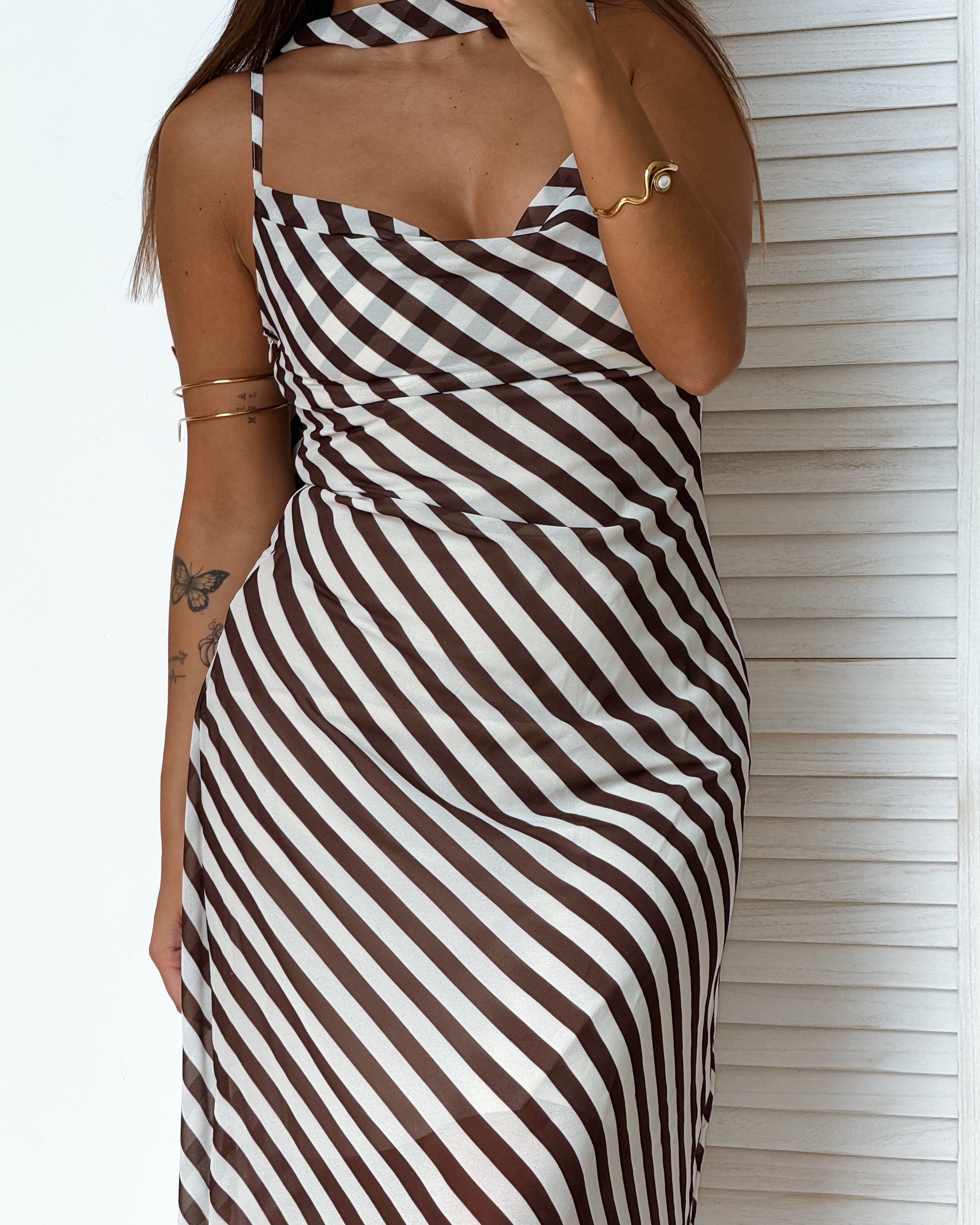 MOCHA STRIPES DRESS