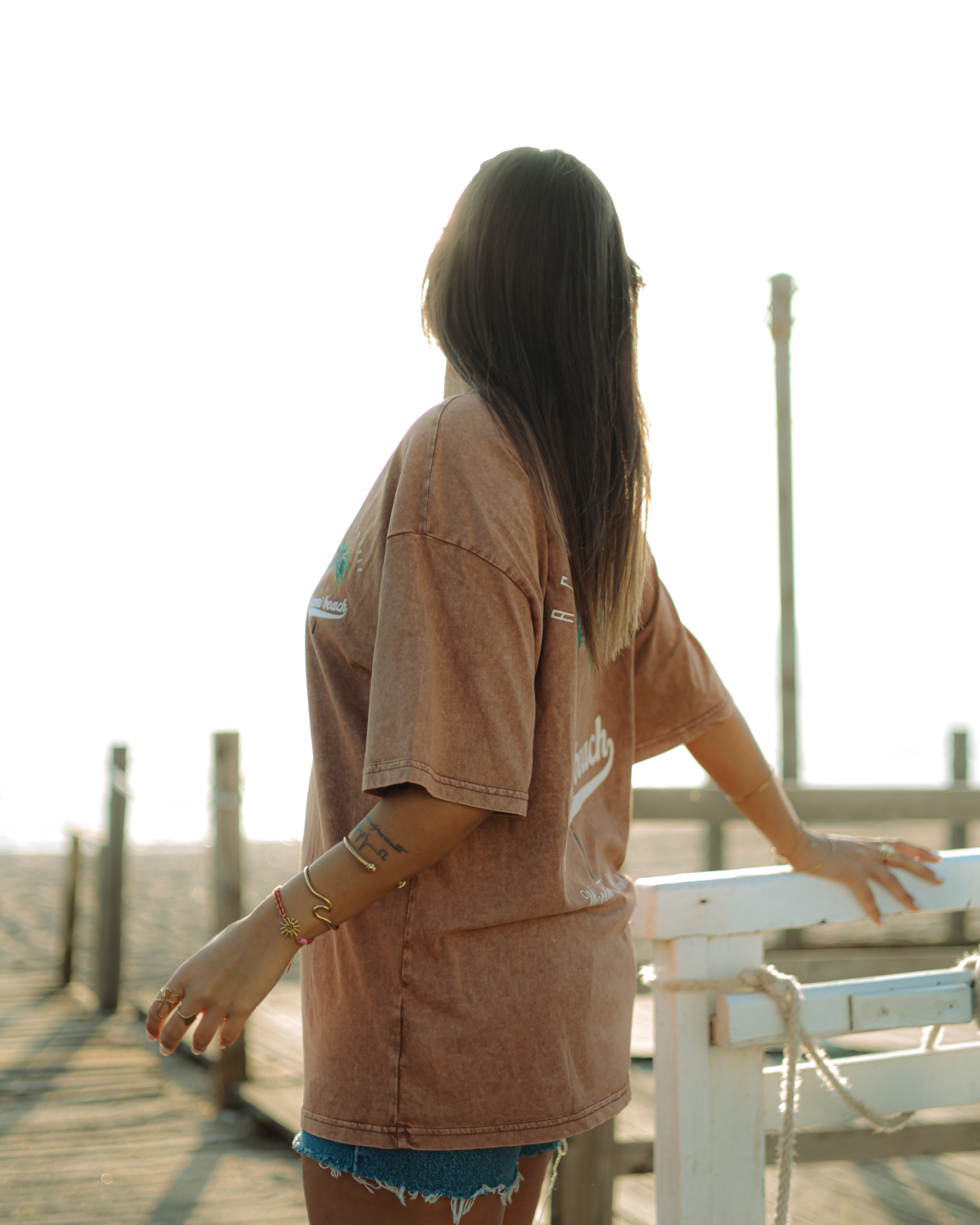 MIAMI BEACH T-SHIRT - BROWN WASHED