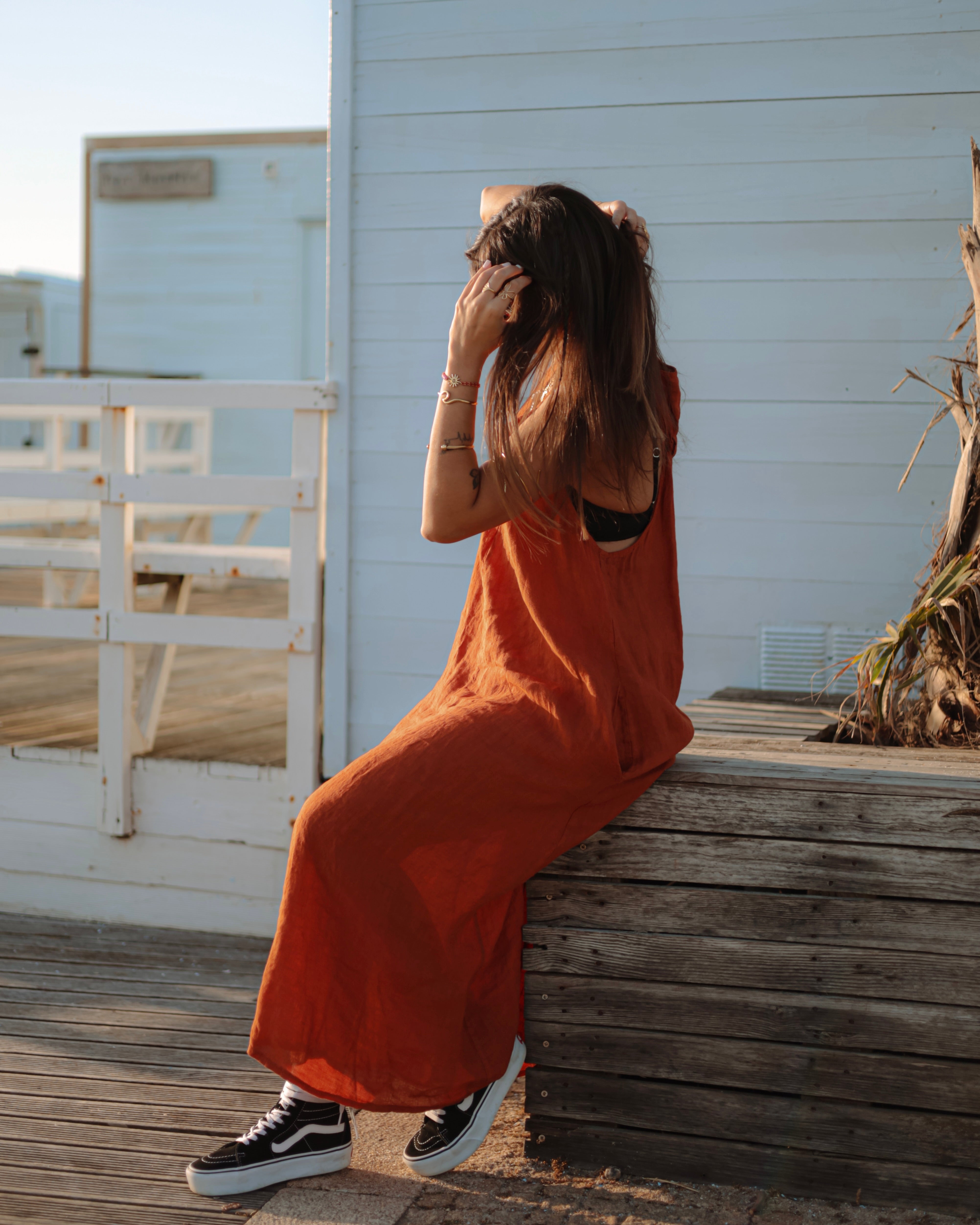 VESTIDO 100% LINHO  - TERRACOTTA