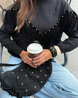 Black Fringe Stud Knit