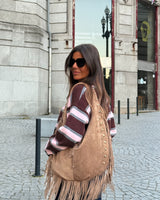 BROWN & PINK STRIPED POLO SWEATER