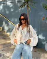 LENORE RUFFLE BLOUSE - IVORY