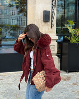 Burgundy Suede Fur-Lined Jacket