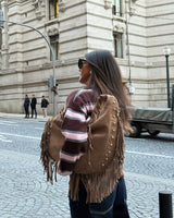 BROWN & PINK STRIPED POLO SWEATER