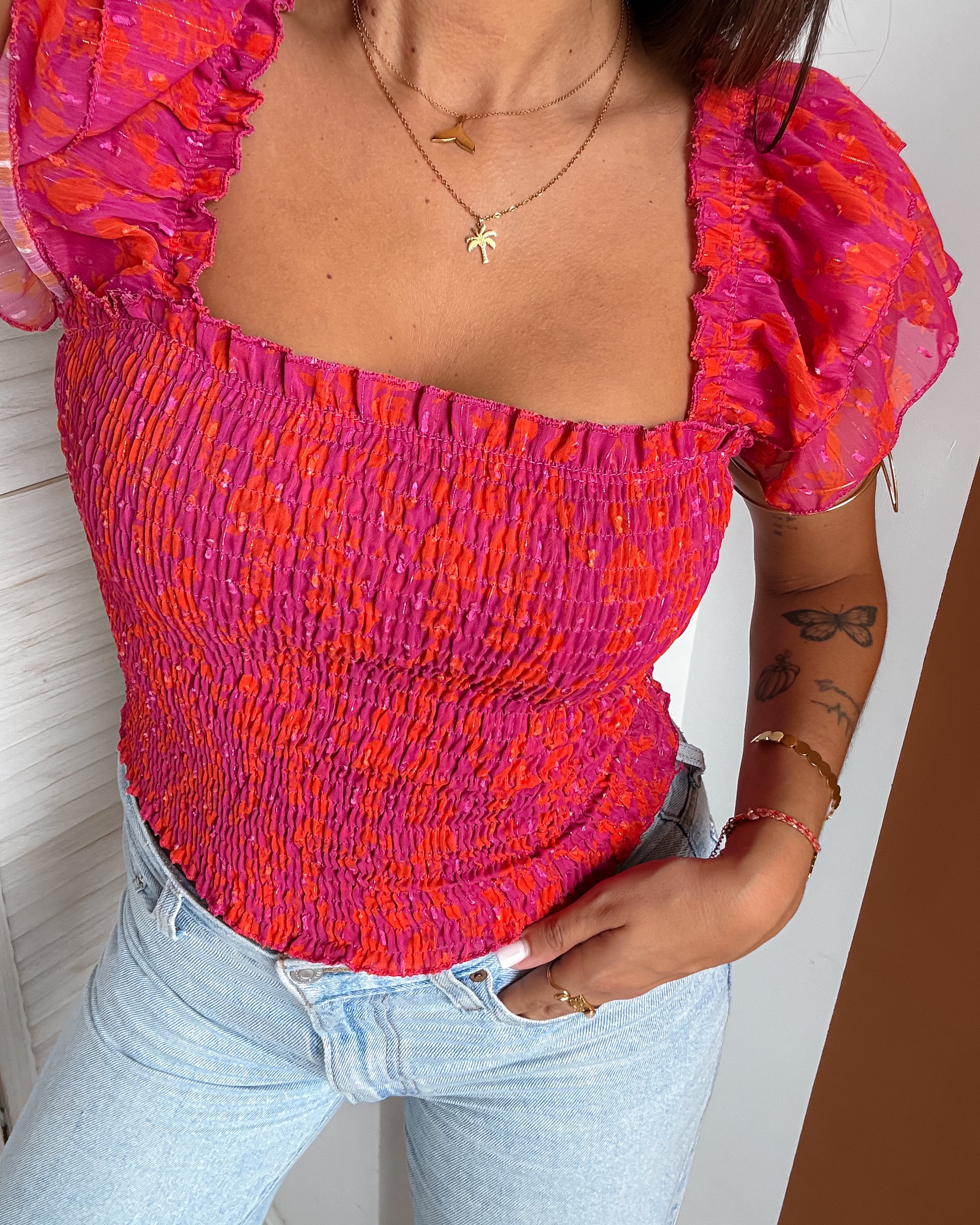 Top Wendy - Hot Pink & Orange