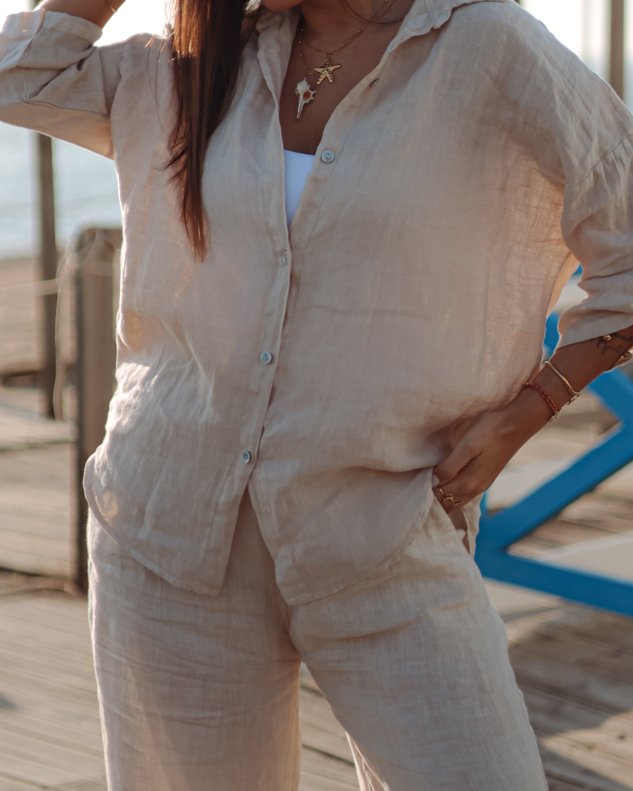 CAMISA 100% LINHO - SAND