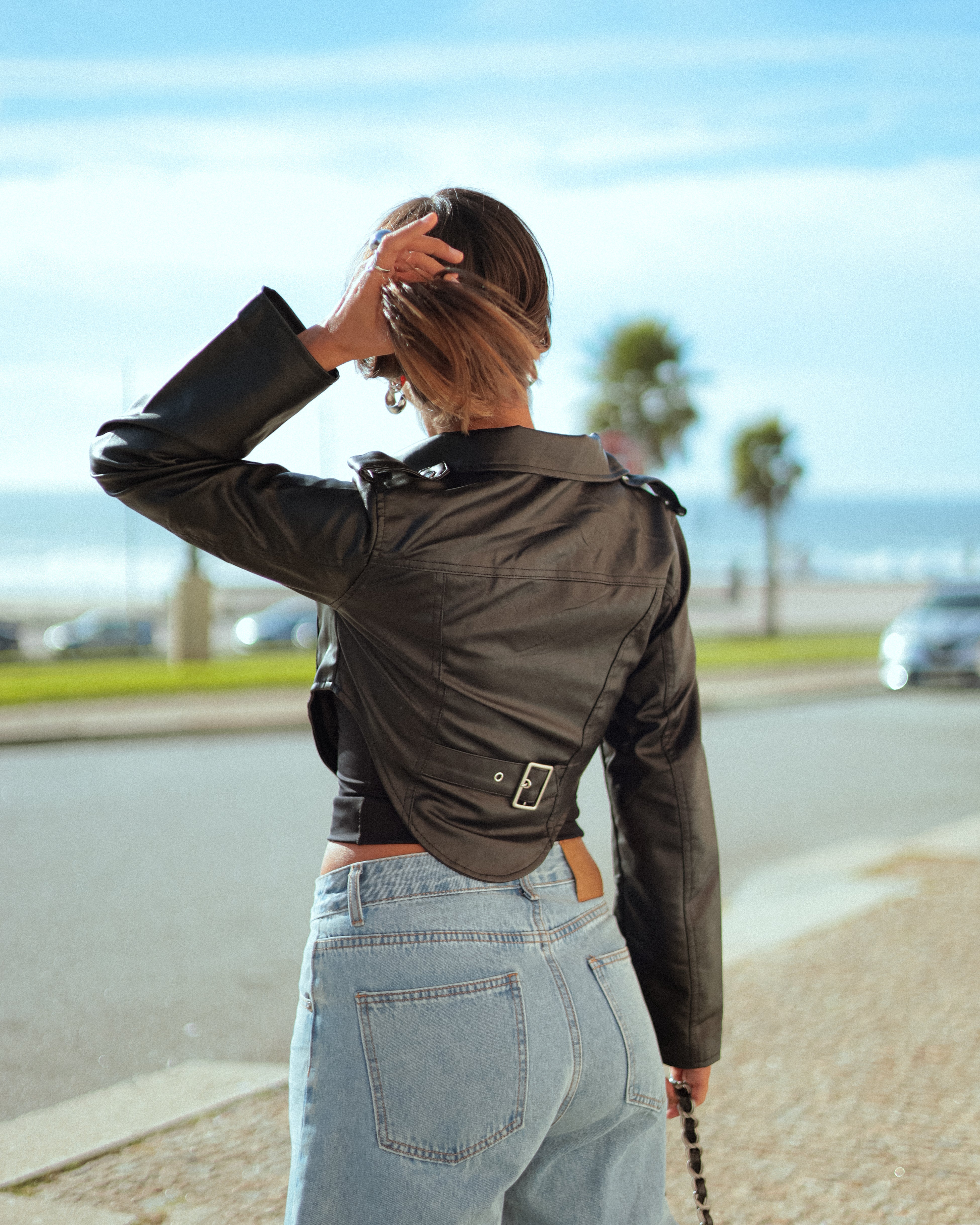 MORGANA FAUX LEATHER JACKET - BLACK