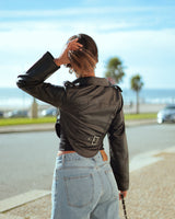 MORGANA FAUX LEATHER JACKET - BLACK
