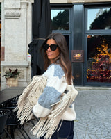 OSLO STRIPED POLO SWEATER - GREY