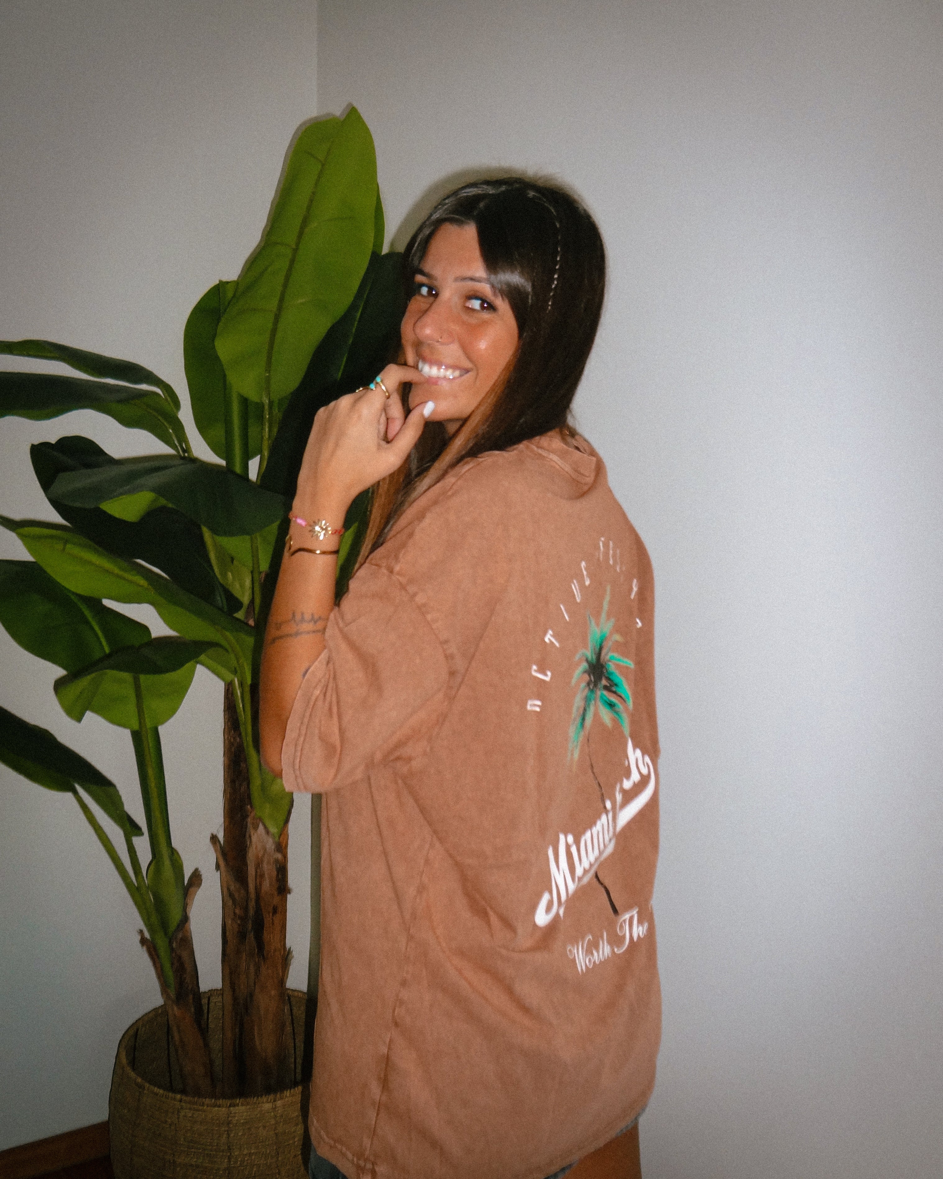 MIAMI BEACH T-SHIRT - BROWN WASHED