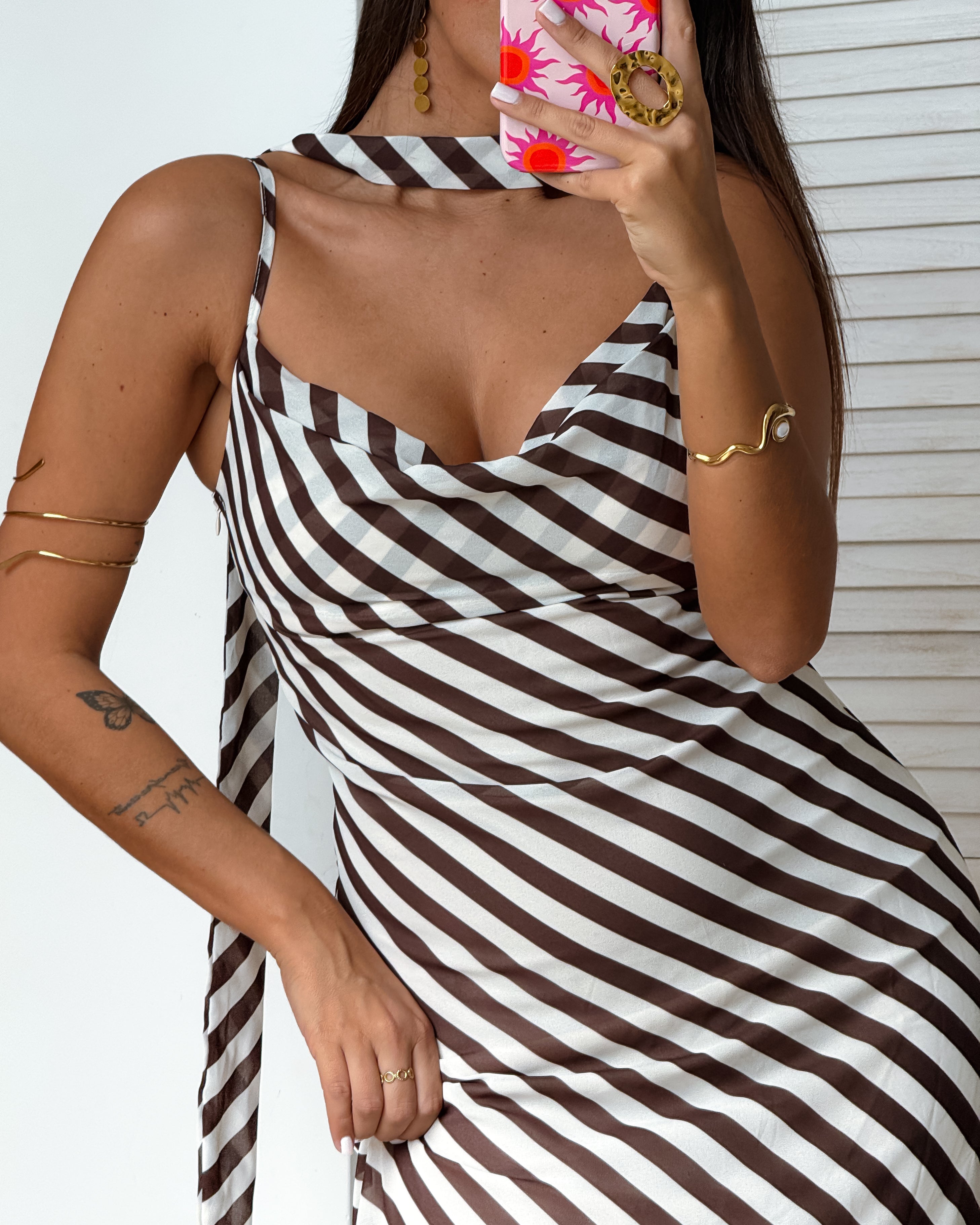 MOCHA STRIPES DRESS