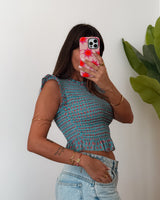 TOP CHARLOTTE - TURQUOISE & PINK