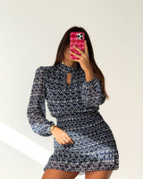 BENEDITA DRESS - NAVY & WHITE